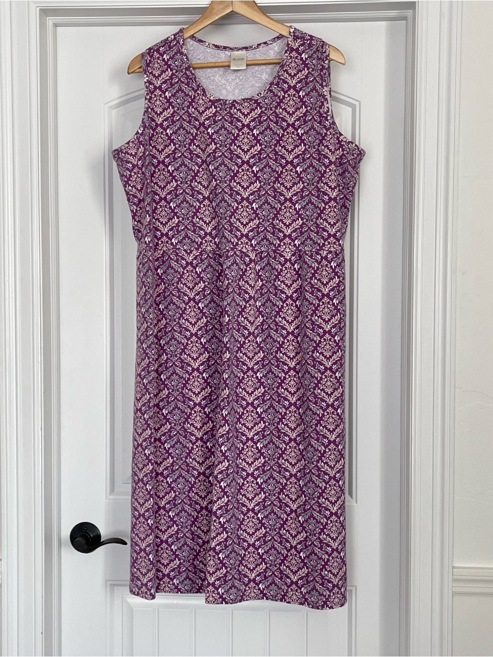 Sleeveless Purple Patterned Midi Dress with embroidered cardigan